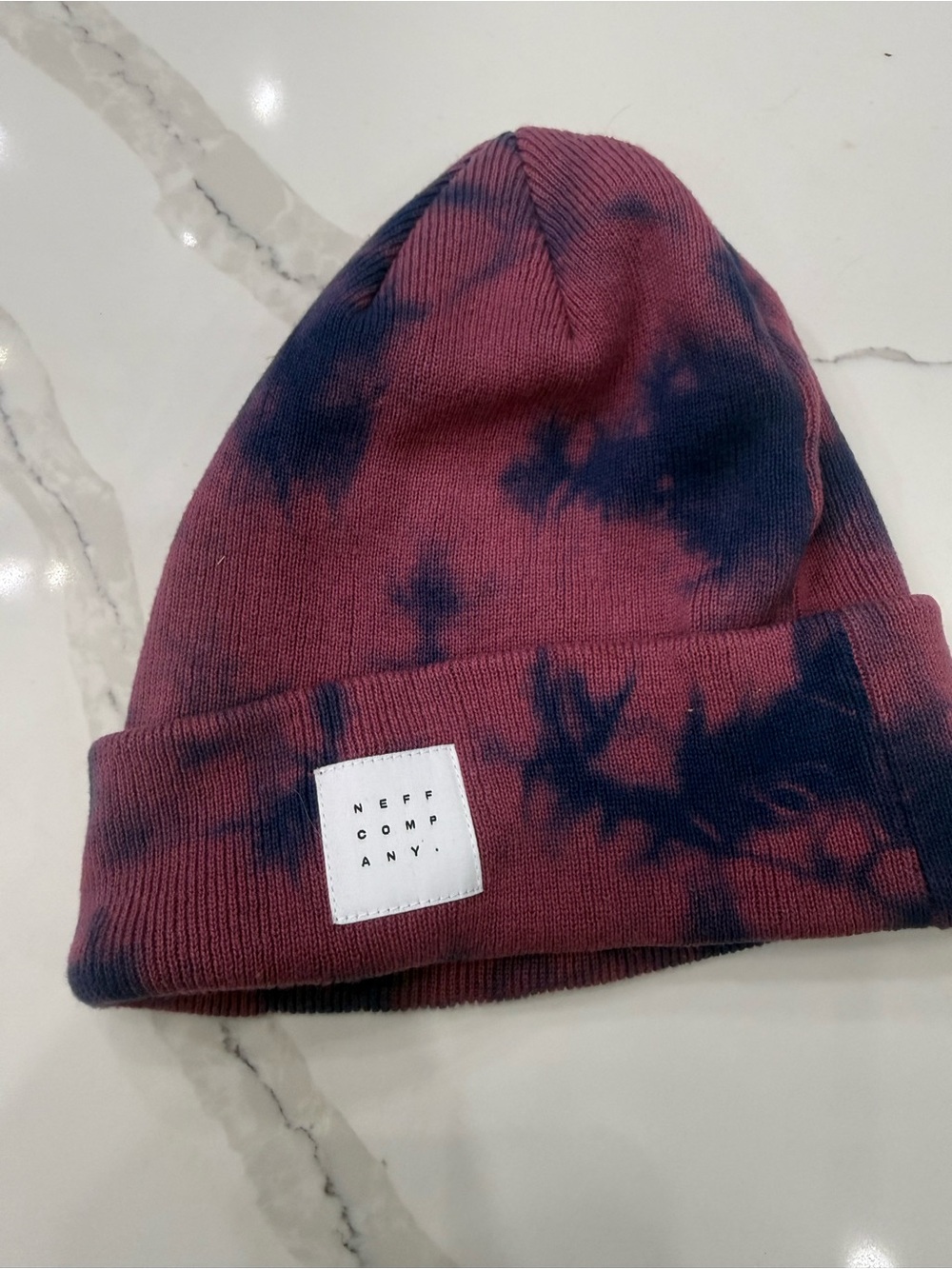 Neff Tie-Dye Beanie in Burgundy & Navy Blue